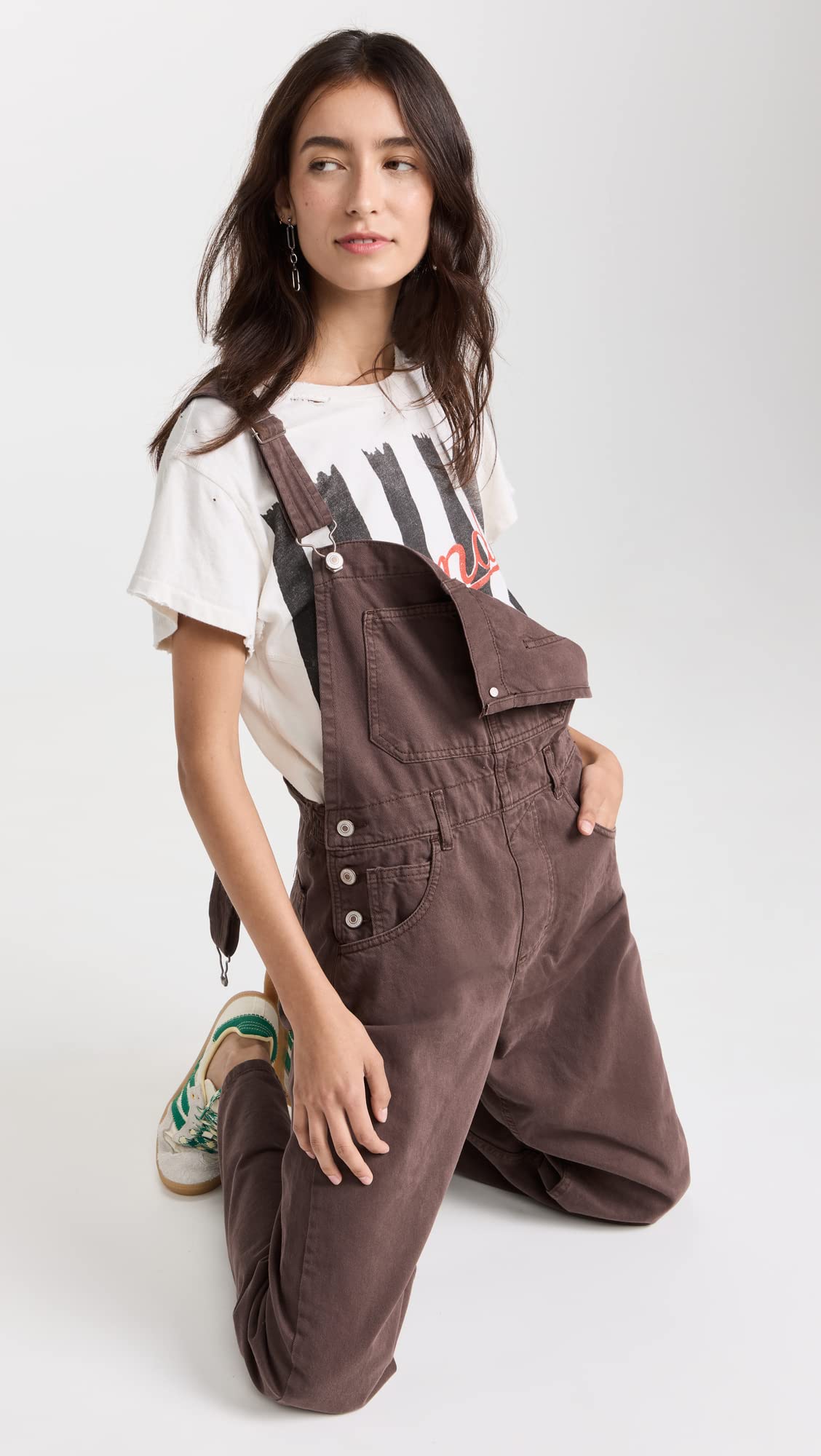 Free People Women's Ziggy Denim Overalls, Mocha, Brown, | B2B